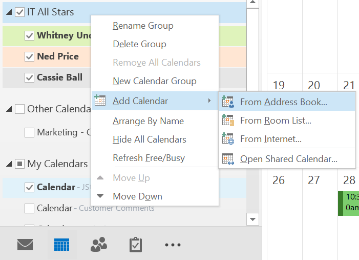 Creating a Calendar Group in Outlook
